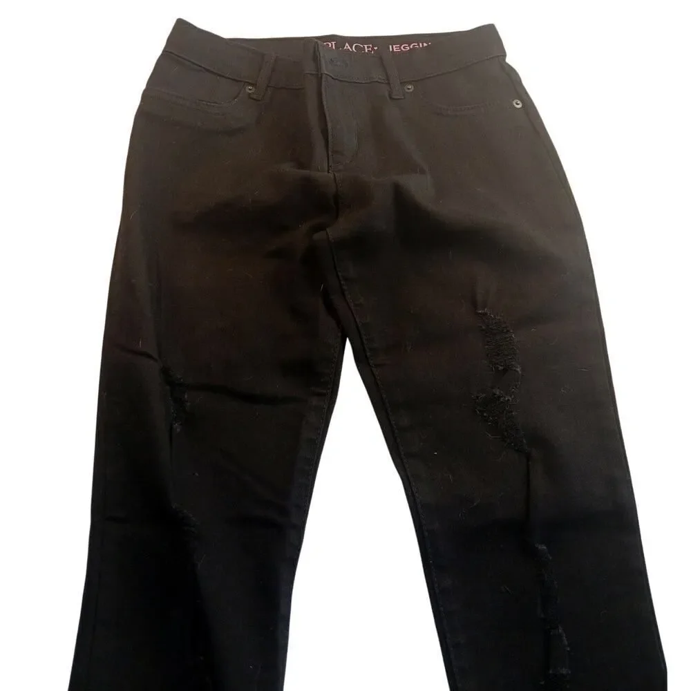 The Children's Place Girls New w/Tags Distressed Black Wash Jeggings - Size 12